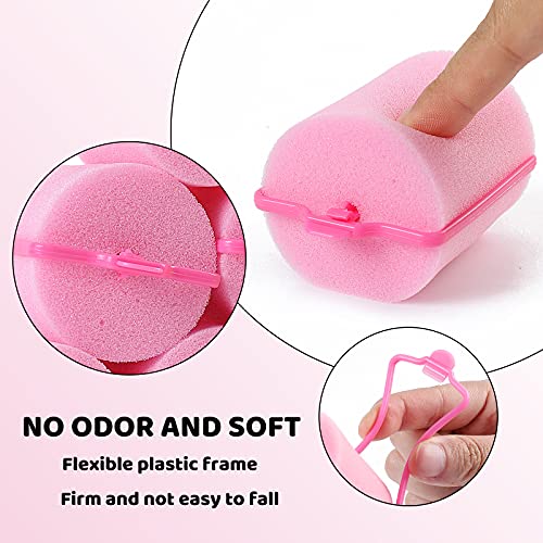 BEAUTIYAND Jumbo Foam Sponge Hair Roller Soft Sleeping rollers Curvy Wavy Hairstyle Curling Hair Styling Tools 24 Pieces Use For Long Hair Short Hair Ladies And Children 2"X2.75" (Pink)