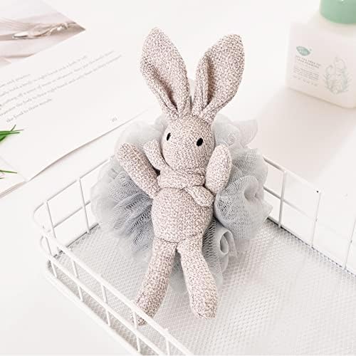 Loofah for Kids Bath Sponge for Kids Loofah Girls Cute Animal Bunny Gift Set - Pink, White, Grey - Shower Loofah for Women Yisella