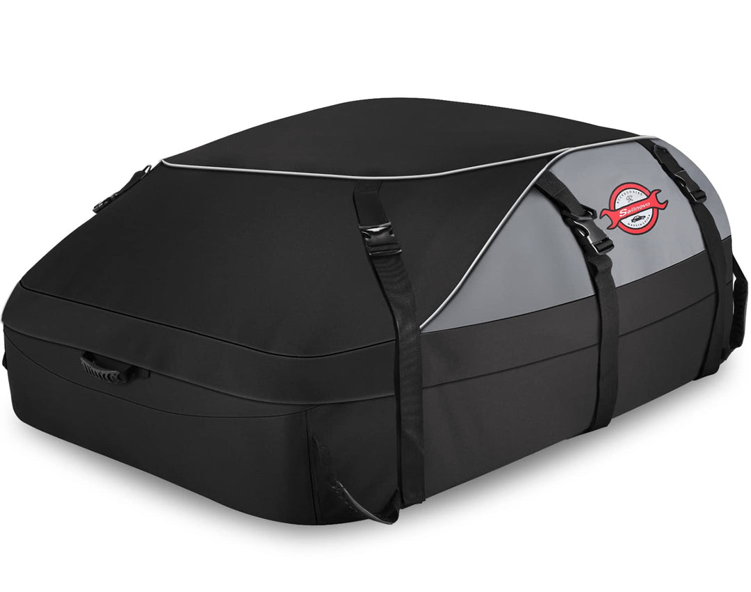 Car Rooftop Cargo Carrier Roof Bag, 20 Cubic Feet Waterproof Roof Top Cargo Carrier fit Car with Without Luggage Rack - Vehicle Soft Shell Roof Cargo Box with Tie-Down Strap, Safety Hook & Storage Bag