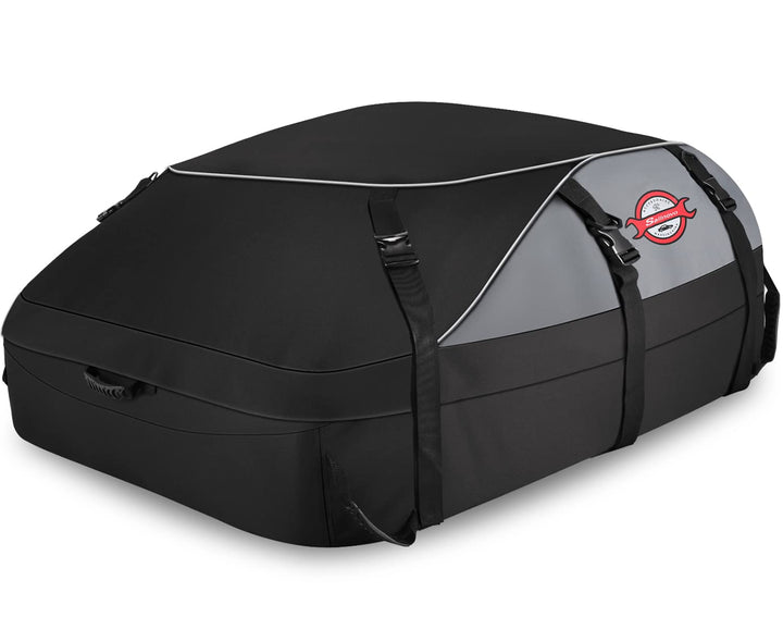 Car Rooftop Cargo Carrier Roof Bag, 20 Cubic Feet Waterproof Roof Top Cargo Carrier fit Car with Without Luggage Rack - Vehicle Soft Shell Roof Cargo Box with Tie-Down Strap, Safety Hook & Storage Bag