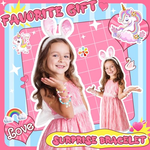 Unicorn Bath Bombs for Kids Girls with Bracelet Inside, sanyi Bubble Bath Toys Birthday Gifts for 4 5 6 7 8 Year Old Girl Daughter Granddaughter Niece