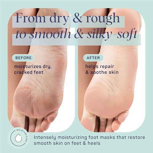SpaLife Beauty Comfort Zone Soothing Foot Masks – Hydrating and Moisturizing Foot Socks – Hydrating Foot Mask – Soothes Rough, Cracked, Dry Feet with Tea Tree Oil – Shea Butter – Peppermint – 8 Pack