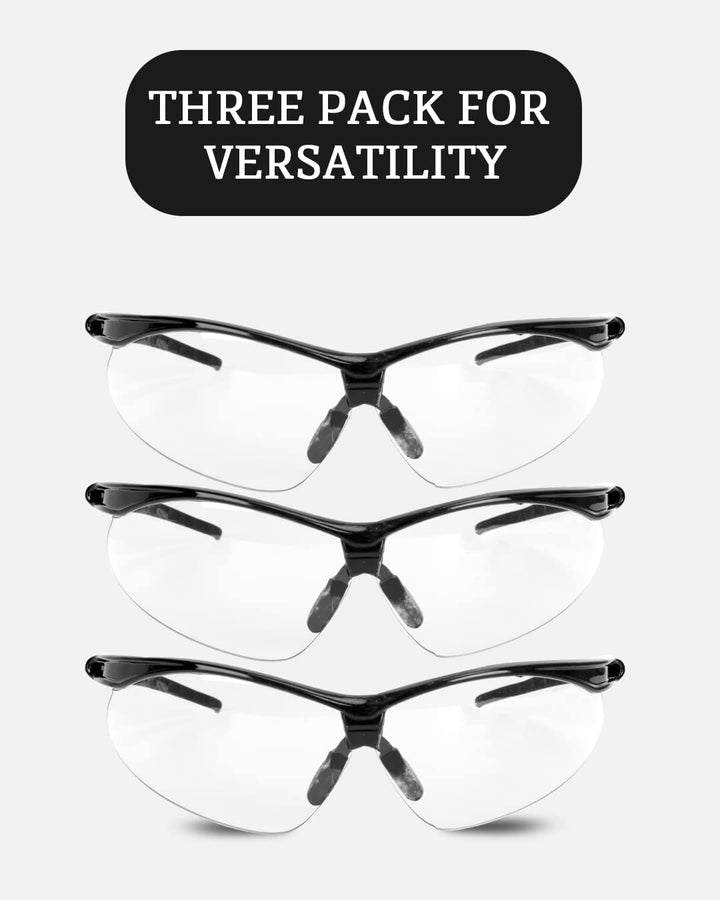 Aqulius 3pk Shooting Glasses - Safety Glasses - Eye Protection for Shooting Range, Tactical Goggles Hunting, Shooting Glasses Men (Clear)