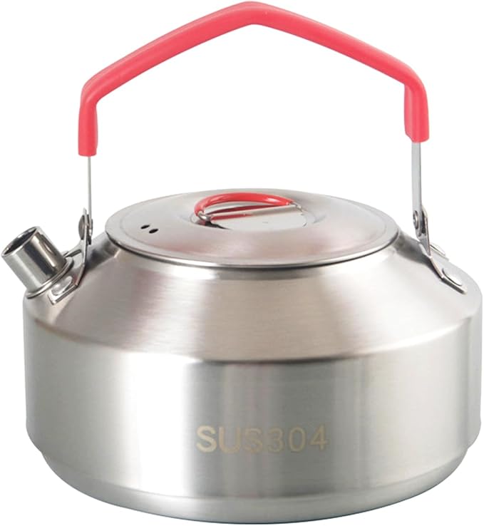 1L Camping Kettle, Stainless Steel Portable Campfire Kettle for Open Fire, Outdoor Camp Tea Coffee Pot for Stove Top, Backpacking, Hiking, Picnic and Traveling
