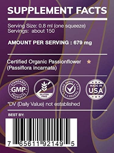 Earth's Love - Passionflower Alcohol-Free Herbal Extract Tincture, Super-Concentrated Passionflower (Passiflora Incarnata) Dried Herbs (4 Fl Oz)