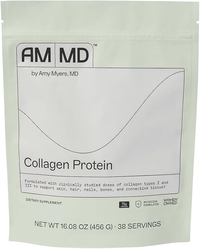 Amy Myers MD Grass Fed Collagen Peptides Powder Unflavored - Pure Hydrolyzed Collagen for Hair Skin and Nails - Bone & Joint Health - Non-GMO, Gluten-Free, Paleo & Keto Friendly - No taste 38 Servings