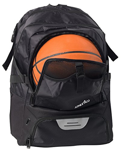 Athletico National Soccer Bag - Backpack for Soccer, Basketball & Football Includes Separate Cleat and Ball Holder (Black)