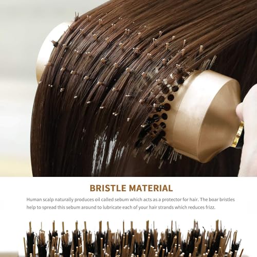 Aozzy Hair Brush, Round Brush Set for Blow Drying - Professional Boar Bristle Hair Styling Brush, Nanothermic-Ion Technology, Vented Ceramic Barrel, for Women - 4 Size Options, Golden