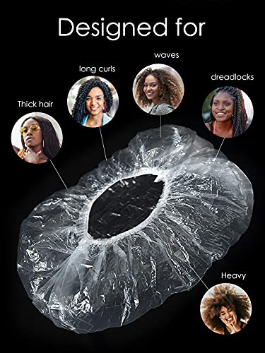 30 Pcs Disposable Shower Cap for Women XL Extra Large with Long Braids Waterproof Clear Elastic Bath Hair Shower Cap Disposable Spa Cap