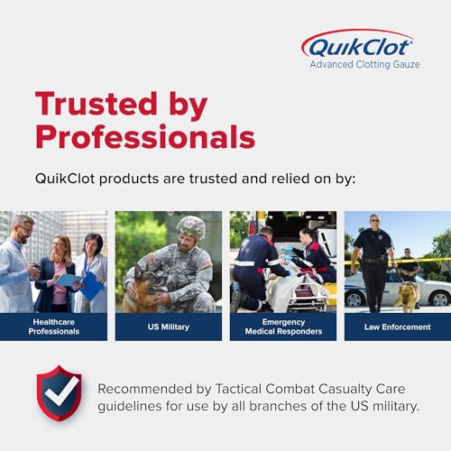 Adventure Medical Kits QuikClot Gauze - Gauze for Emergency Survival Kit, Doomsday Prepping Supplies & More - Stops Bleeding Fast with Kaolin - Flexible Hemostatic Medical Gauze - 3" x 24"