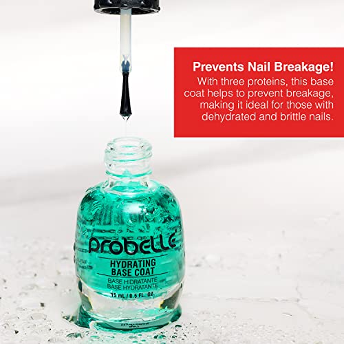 Probelle Hydrating Base Coat for Dry and Brittle Nails, Instant Moisturizer, Nourishes and Soothes Nails with a Healthy Glow, Extends Polish Life, Ideal for Dehydrated, Rough, Breaking Nails