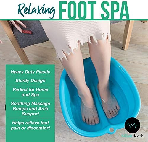 AllSett Health Foot Soaking Bath Basin – Large Size for Soaking Feet | Pedicure and Massager Tub for at Home Spa Treatment | Callus, Fungus, Dead Skin Remover, Blue