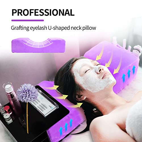 Beauty Salon Eyelash Extension Neck Pillow - Comfortable Velvet Beauty Memory Foam Pillow,to Protect The Neck When Used for Lash Extension Grafting Make Up (Purple)