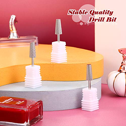 3 Pieces Tapered Barrel Carbide Nail Drill Bit, 3 Sizes Carbide Nail Drill Bit Acrylic File Cuticle, Art Tools for Gel Manicure Pedicure(XF, F, M,Silver)