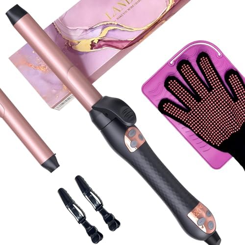 Automatic Rotating Curling Iron 1-inch: LANDOT Easy-to-Use Self Spinning Ceramic Curling Wand for Salon-Worthy Curls & Waves - Quick Heat & Adjustable Temp for All Hair Types