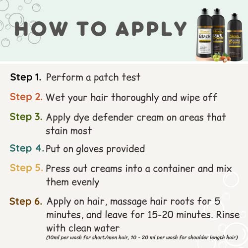 BLACK Hair Dye Shampoo 400ml- 100% Grey Coverage in Minutes- Ammonia Free Hair Color Shampoo Cover Gray Silver Hair- Instant Darkening Coloring At Home- Gift for Mom Dad