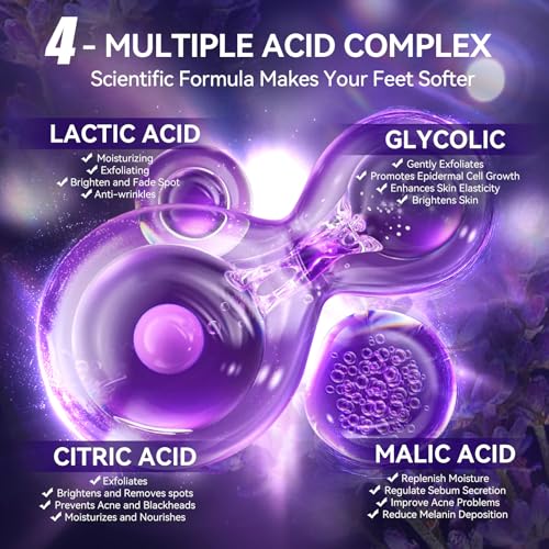 LANBENA Lavender Foot Peel Mask - Foot Peeling Mask for Removing Dry Dead Skin, Calluses & Repairing Rough Heels, for Baby Soft, Smooth Feet - (Lavender - 2 Pairs)