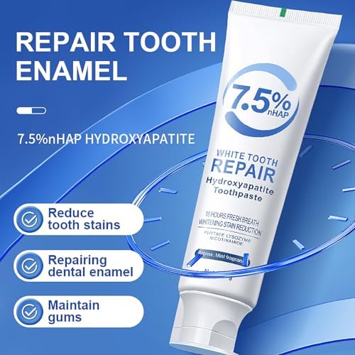 2 PCS Hydroxyapatite Toothpastes for Enamel Protection and Tooth Strengthening,Fresh Mint Flavor,Daily Use for Oral Care