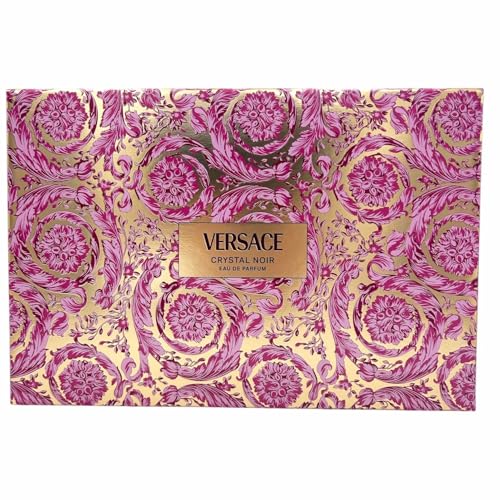 Versace Crystal Noir for Women - 4 Pc Gift Set 3oz EDP Spray, 3.4oz Body Lotion, 3.4oz Shower Gel, Beauty Case