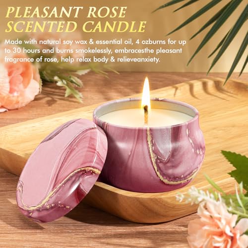 Mother's Day Gifts for Mom - Birthday Gifts for Women Get Well Soon Gifts Self Care Gifts Rose Relaxing Spa Gift Basket Care Package w/ Flannel Blanket 40 OZ Tumbler for Wife Grandma Friend Sister Her