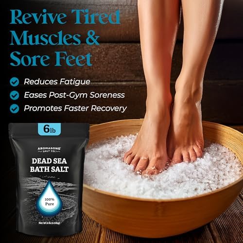Aromasong Dead Sea Salt Bath Soak 6 Lbs. Bulk Pack – 100% Natural Dead Sea Salts for Soaking, Relaxation, and Detoxification of Skin, Dead Sea Salts for Bath to Rejuvenate and Refresh.
