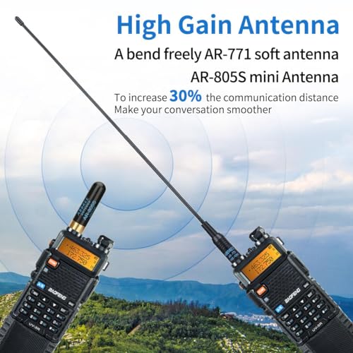 Baofeng UV-5R Ham Radio Long Range UV5R Handheld Dual Band 3800mAh High Power Two Way Radio Rechargeable Walkie Talkies for Adults with Earpiece,USB Charging Cable and Programming Cable Full Kit,2Pack