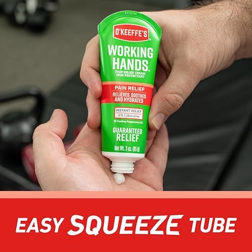 O'Keeffe's Working Hands Pain Relief Cream Skin Protectant with 4% Lidocaine and Cooling Peppermint Oil for Instant Relief from Pain, Itching, Irritation and Dryness, 3oz Tube