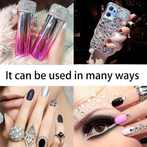 6400Pcs Silver Clear Nail Rhinestones 600Pcs, Multishapes Big Nail Gemstones +5800Pcs 1.5-6.5mm Flat Back Round Crystal Beads with B7000, Nail Decals, Multsize Flat Back Glass Stones for DIY Art