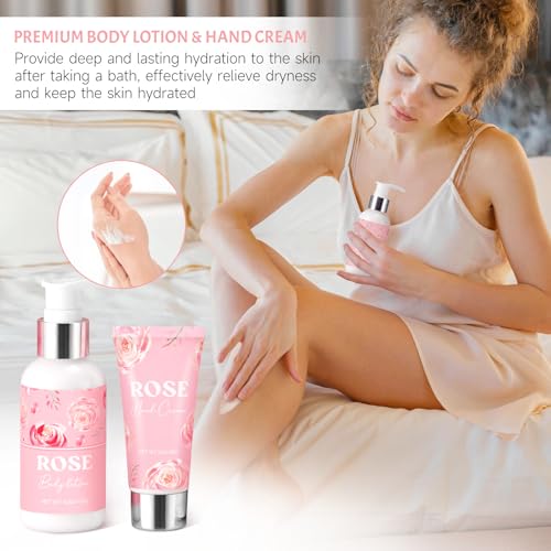 Birthday Gifts for Women, Rose Relaxing Spa Gift Basket for Women Friendship, Self Care Package Get Well Soon Thank You Gift Box, Mothers Day Gifts for Mom Her Sister Wife Best Friends Coworker Bestie