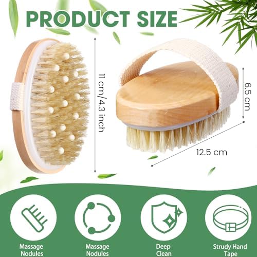 Gejoy 10 Pcs Dry Brushing Body Brush Exfoliating Brush with Massage Nodule Dry Skin Body Scrubber for Shower Bath Back Circulation Improvement Dead Skin Remove Beauty Exfoliator(4.92 x 2.56 Inches)