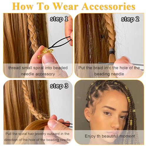 220 Pcs Viking Gold Hair Accessories for Braids Loc Jewelry for Women Hair Dreadlock Metal Hair Beads Rings Cuffs for Braids Beard Decoration Gold