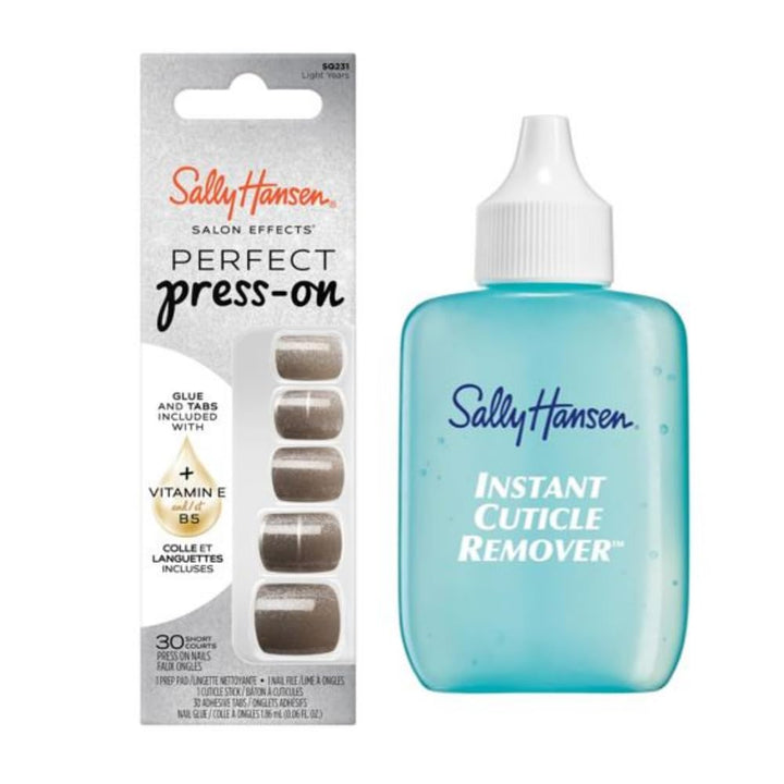 Sally Hansen Instant Cuticle Remover | 15-Second Gel & 30 Press-On Nail Designs