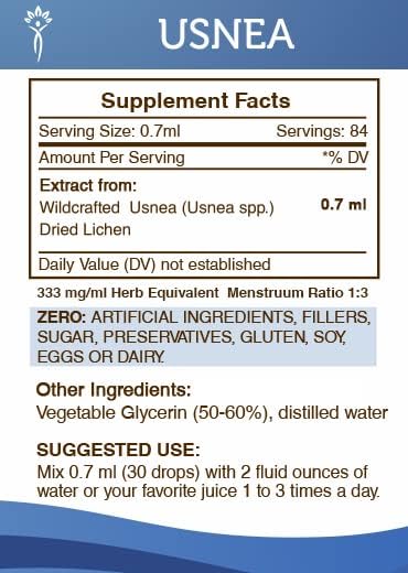Secrets of the Tribe Usnea Tincture Alcohol-Free Extract, Usnea (Usnea spp.) Dried Lichen Tincture Supplement 2 oz
