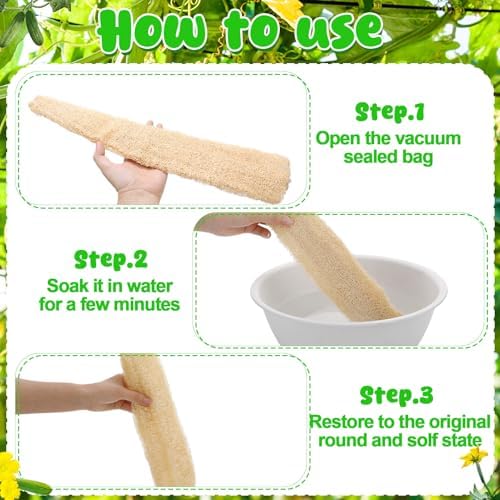 15.7-19.7 inches Natural Loofah Sponges Pack of 4 for Kitchen Dishes Body Scrubber