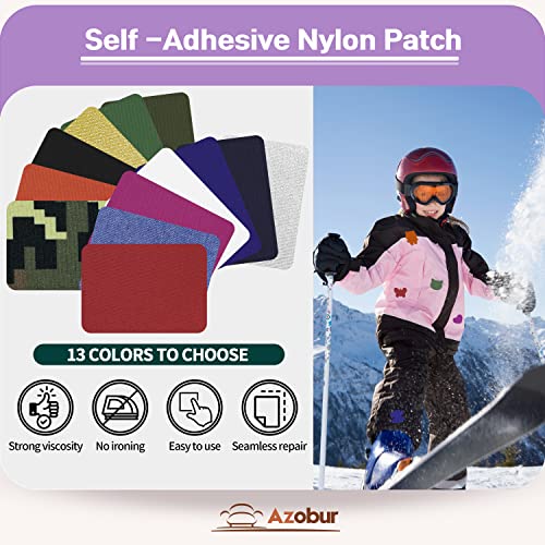 Azobur 2-Pack Nylon Repair Patches Self Adhesive Vinyl Outdoor Camping Gear Repair Kit,Transparent Waterproof Fabric Repair Patches for Down Jacket, Tent, Sleeping Bag （10X20cm）