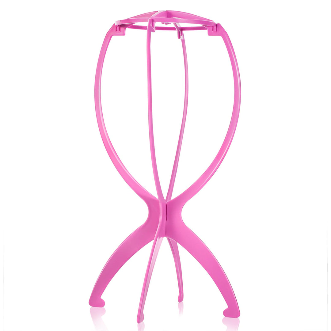 obeoby Wig Stand, Portable Wig Holder Pink Wig Head Stand for All Wigs Travel Wig (pink)