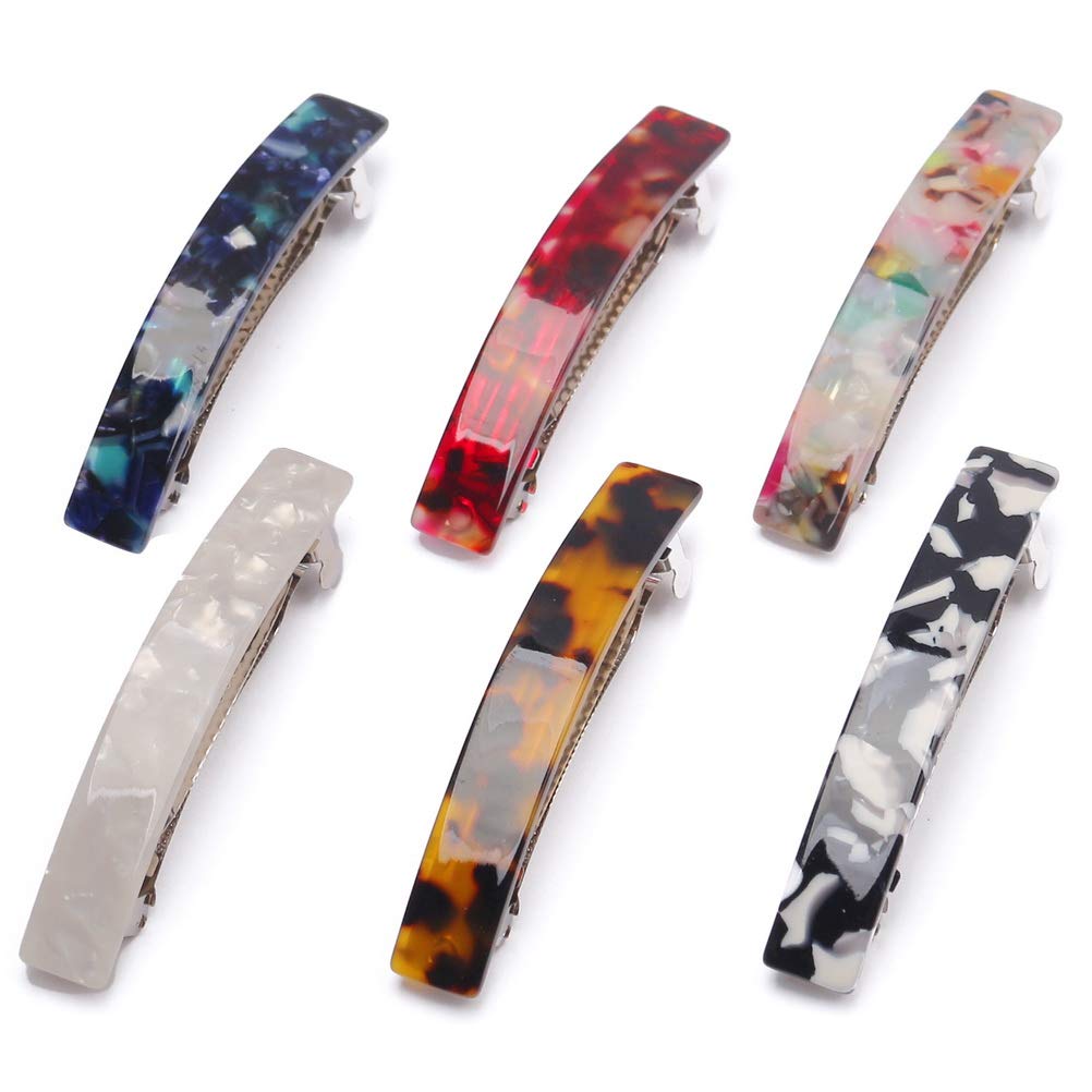 6 Pcs Hair Barrettes For Women,Tortoise Shell Hair Clips Girls Mom Acetate French Design Hair Accessories