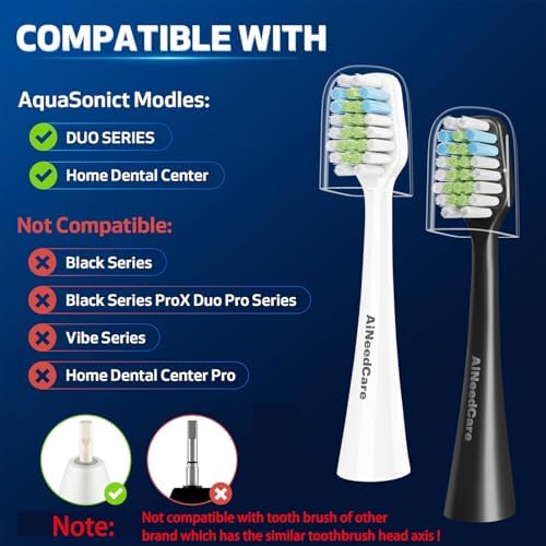 12 Pack Toothbrush Replacement Heads Only for Aquasonic Duo Series and Home Dental Center, Not Compatible with AquaSonic Other Series - 6 White + 6 Black