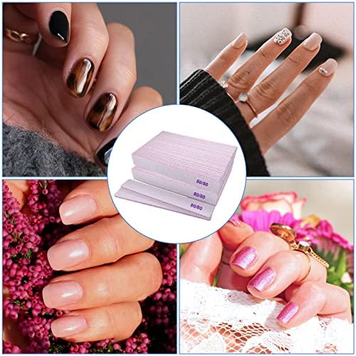 80/80 Grit Nail Files, Emery Boards Nail File for Acrylic and Gel Nails, Coarse Nail File Double Sided 80 Grits Emory Professional Filers Reusable Washable Manicure Square Gray (50 Pcs 80/80 Grit)