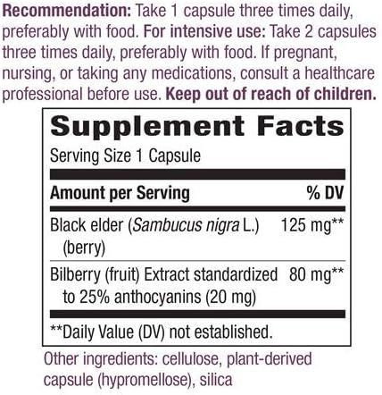 Nature's Way Bilberry Standardized Extract Veg Capsules 90 ea (Pack of 3)