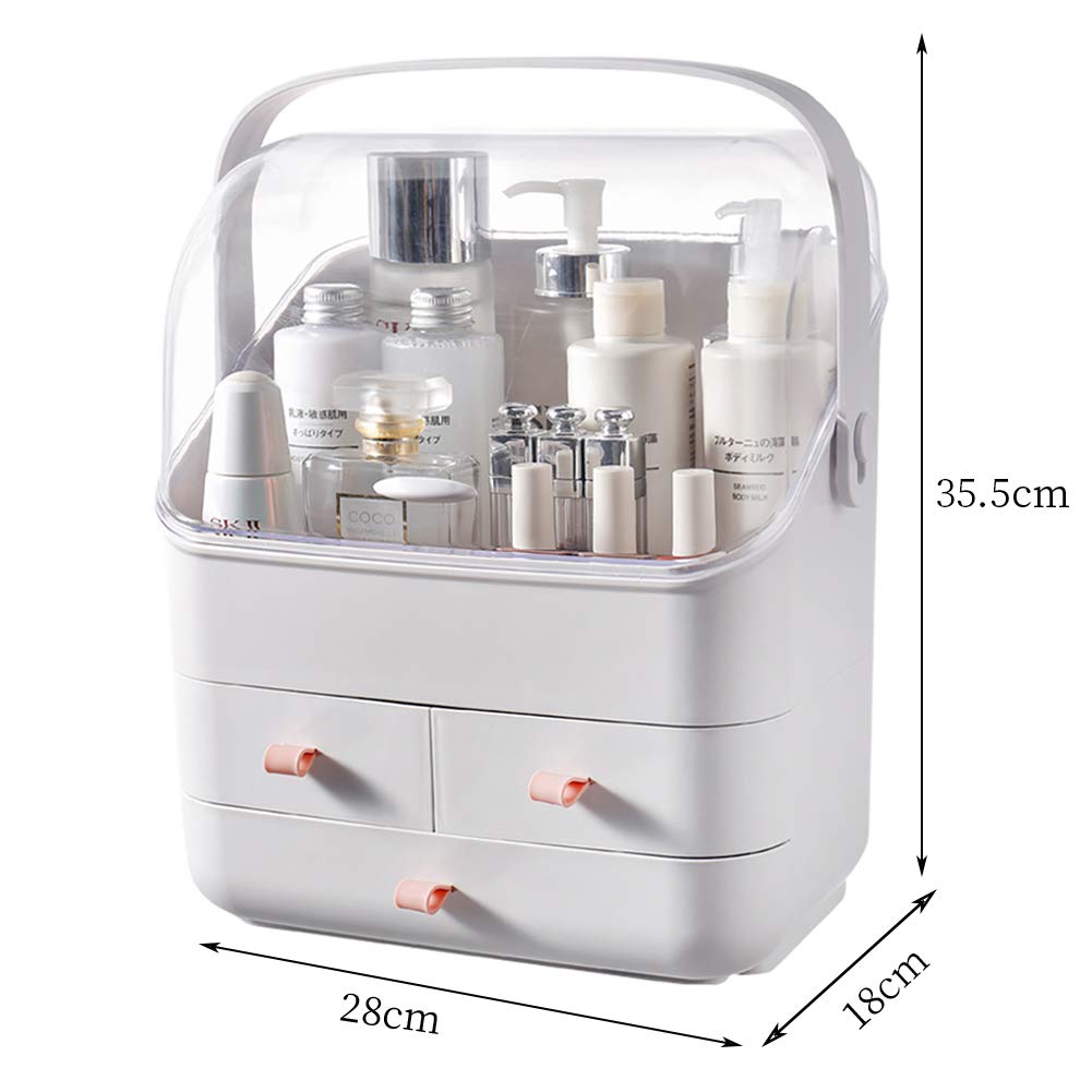 3-Layer Desktop Cosmetic Storage Box Make Up Organiser Transparent Separation Dressing Table Makeup Organiser Portable Beauty Makeup Case 35.5 * 28 * 18CM