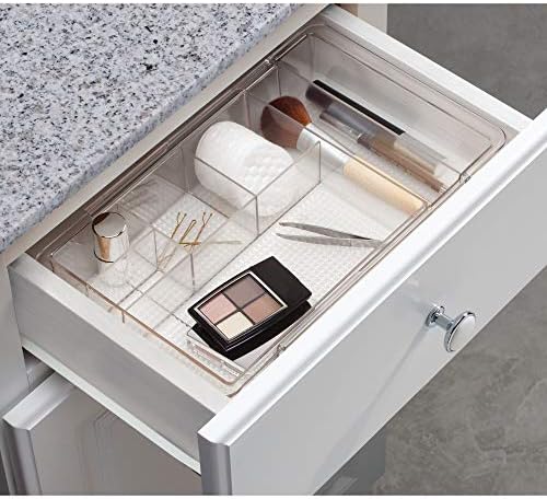 iDesign Clarity Expandable Drawer Organizer for Vanity, 18.5 Inches Wide, Clear