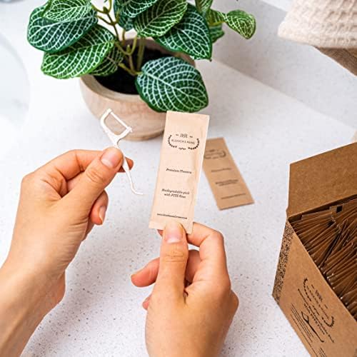 Bleeker and Rowe Biodegradable Individually Wrapped Floss Picks - Eco Friendly Flossers 150 Pack (PTFE Floss)…