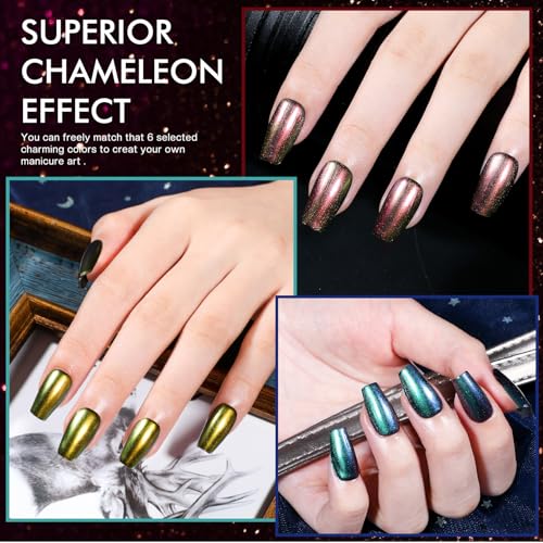 Morovan Fingernail Nail Polish Set: Holographic Metallic Lacquer Air Dry Nail Polish Regular Nail Pack 0.27oz Glitter Finger Nail Bulk Toenail Polish Kit Gift for Women