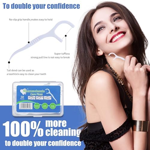 800 Count Dental Floss Picks – Built-in Toothpicks for Deep Cleaning, Comfortable Handle to Remove Plaque & Protect Gums – Family Pack with 50 Picks per Portable Case for Adults & Kids