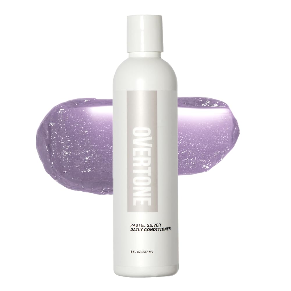 oVertone Haircare Daily Conditioner - 8 oz Semi-permanent Hair Conditioner With Shea Butter & Coconut Oil - Prevent Fading & Refresh Color - Vegan, Cruelty-Free - Pastel Silver