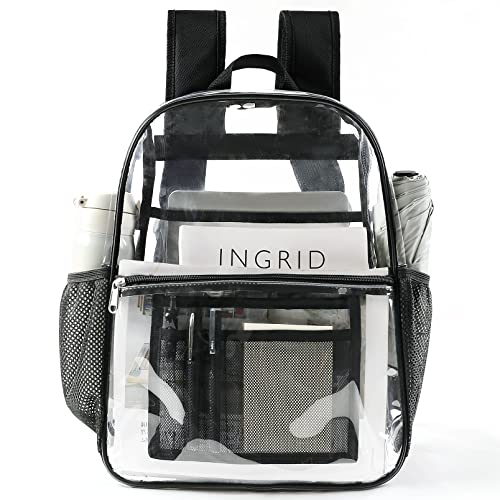 USPECLARE Clear Backpack Heavy Duty, See Through Backpack Transparent Bag for Girls &Boys, Clear School Backpack for College, Sports, Work(Medium)