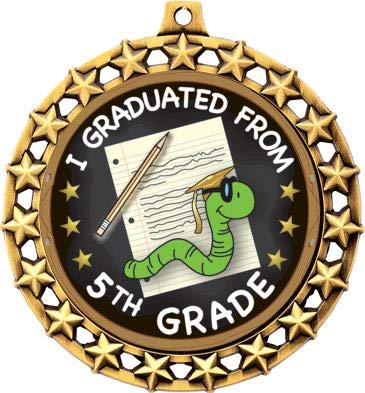 Crown Awards Graduation Medal, 2 1/2" Galaxy Star 5th Grade Graduation Medals, Great Gift 5 Pack Prime