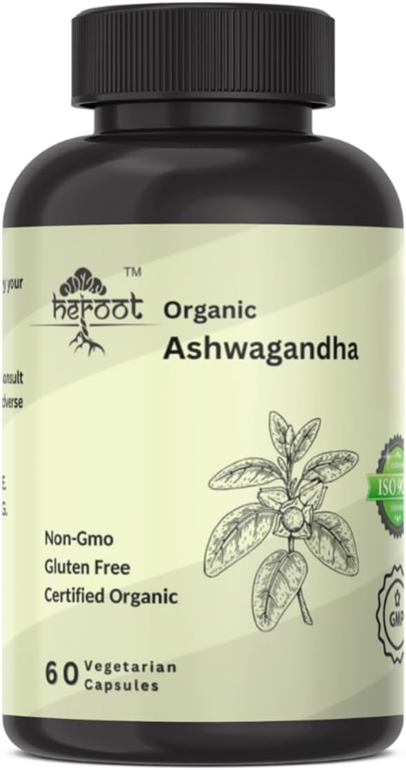 Organic AshwagandhaCapsules Pure Organic Ashwagandha Powder and Root Extract - Stress Relief, Mood Enhancer (Pack of 120 Capsule)