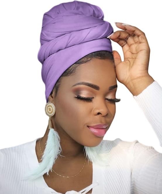 Ftoronaly Head Wraps for Black Women Hijab Scarves Large Muslim Headwraps Stretch Hair Wraps Headband Lavender
